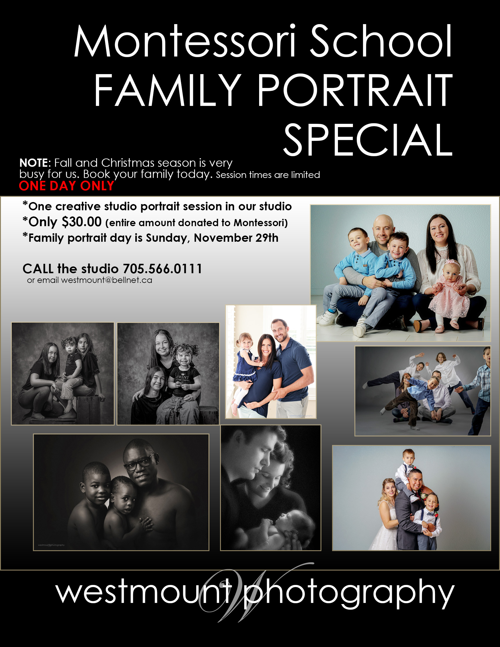 Montessori Family Portrait Fundraiser day- Sunday, November 29,2020