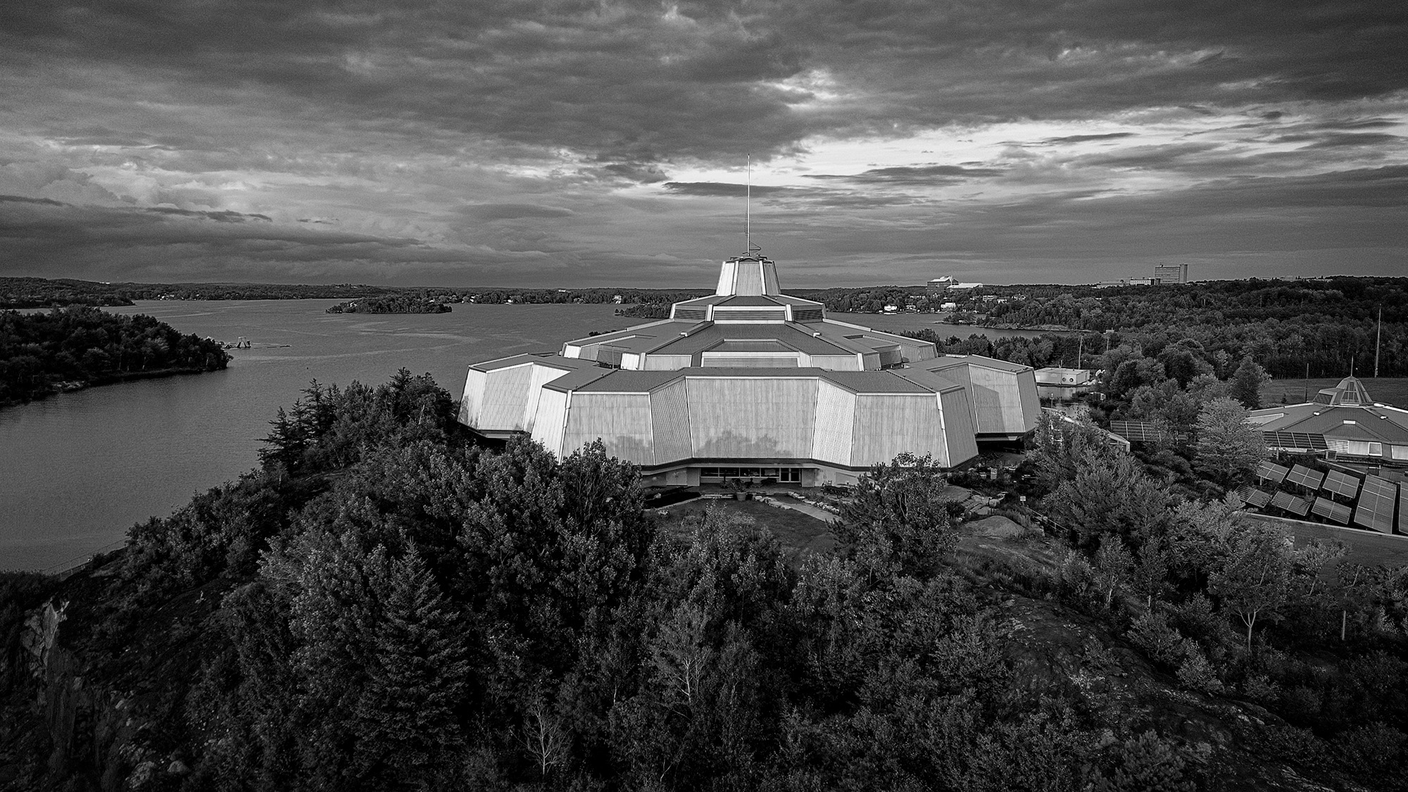 Science North at sunset by drone…